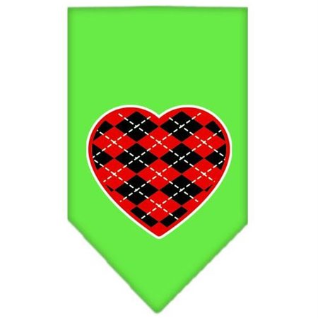 UNCONDITIONAL LOVE Argyle Heart Red Screen Print Bandana Lime Green Small UN847749